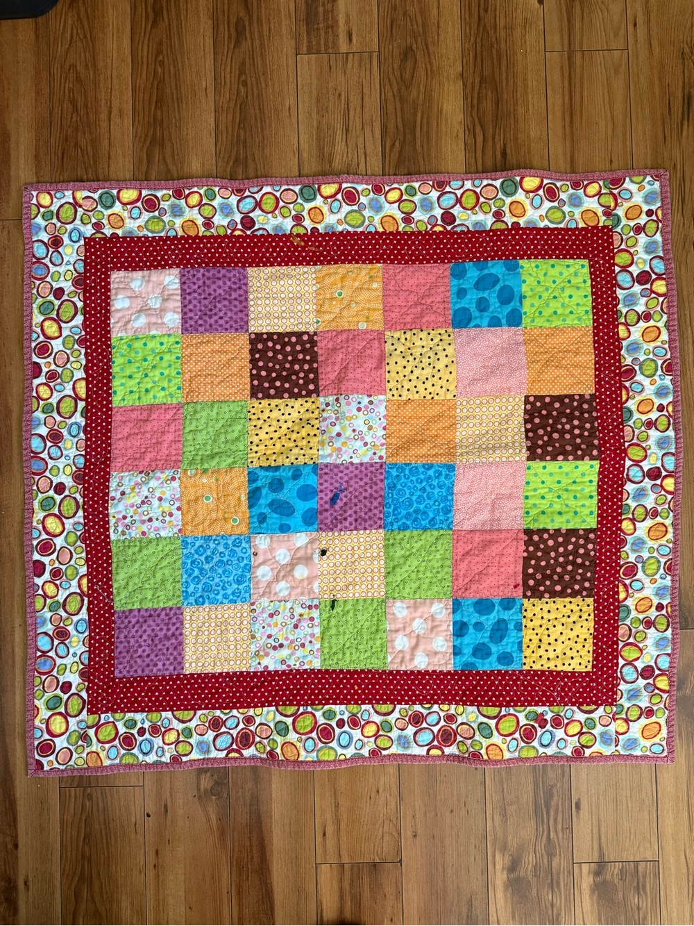 35x37 Vintage Y2K Handmade Patchwork Quilt Colorful Boho Cottagecore Retro